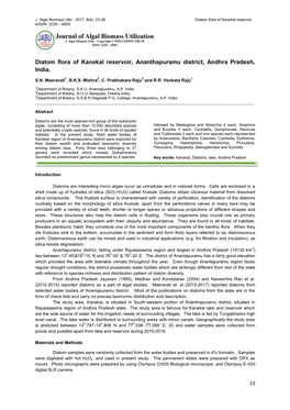 Diatom Flora of Kanekal Reservoir, Ananthapuramu District, Andhra Pradesh, India