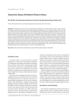 Taxonomic Status of Endemic Plants in Korea