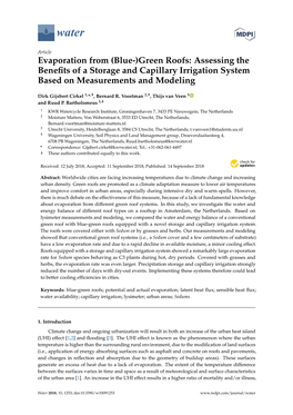 Green Roofs: Assessing the Benefits of a Storage and Capillary Irrigation