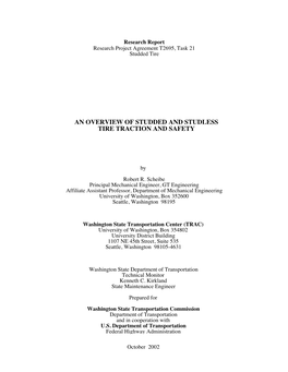 An Overview of Studded and Studless Tire Traction and Safety