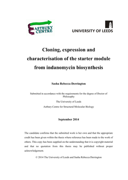 Cloning, Expression and Characterisation of the Starter Module from Indanomycin Biosynthesis