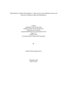 A Thesis Submitted to the Faculty of the Graduate School of Arts And