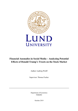 Analyzing Potential Effects of Donald Trump's Tweets on the Stock Market