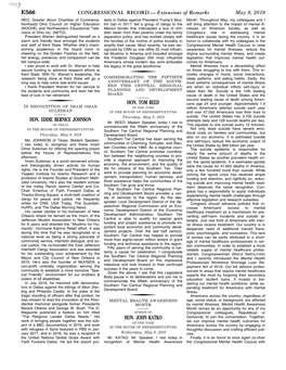 CONGRESSIONAL RECORD— Extensions of Remarks E566 HON