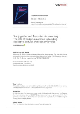 Study Guides and Australian Documentary: the Role of Bridging Materials in Building Educative, Cultural and Economic Value