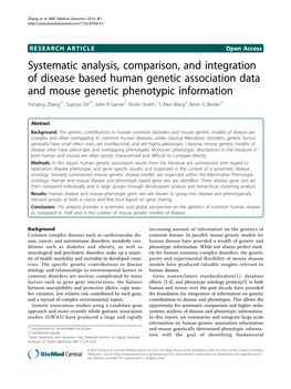 Systematic Analysis, Comparison, and Integration of Disease Based Human
