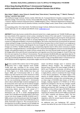 A Rare Deep-Rooting D0 African Y-Chromosomal Haplogroup and Its Implications for the Expansion of Modern Humans out of Africa