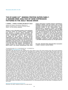 The Ef-Hand Ca2+-Binding Protein Super-Family: a Genome-Wide Analysis of Gene Expression Patterns in the Adult Mouse Brain