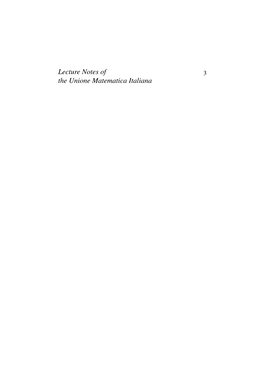 Lecture Notes of the Unione Matematica Italiana
