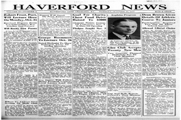 Haverford News � � Volume 29—Number 4 Haverford (And Ardmore), Pa., Tuesday, October 19, 1937 $2.00 a Year