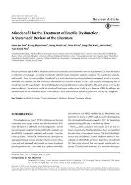 Mirodenafil for the Treatment of Erectile Dysfunction: a Systematic Review of the Literature