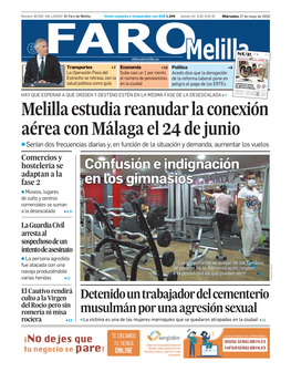 Melilla Estudia Reanudar La Conexión Aérea Con Málaga El 24 De Junio