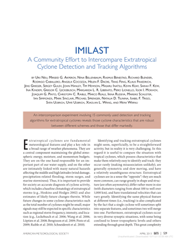 IMILAST a Community Effort to Intercompare Extratropical Cyclone Detection and Tracking Algorithms