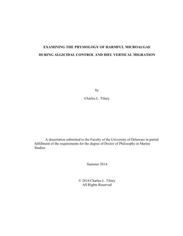 Examining the Physiology of Harmful Microalgae During