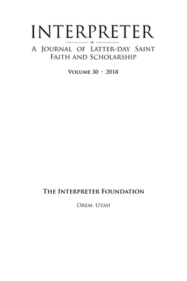 INTERPRETER§ a Journal of Latter-Day Saint Faith and Scholarship