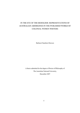 Representations of Australian Aborigines in the Published Works of Colonial Women Writers