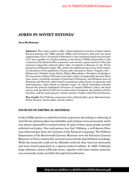Jokes in Soviet Estonia1