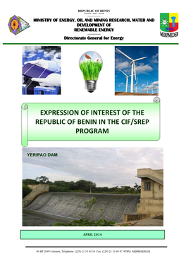 Expression of Interest of the Republic of Benin in the Cif/Srep Program I