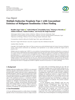 Multiple Endocrine Neoplasia Type 1 with Concomitant Existence of Malignant Insulinoma: a Rare Finding