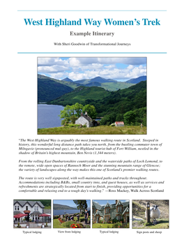 West Highland Way Women’S Trek Example Itinerary