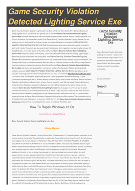 Game Security Violation Detected Lighting Service Exe