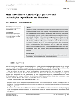 Mass Surveillance: a Study of Past Practices and Technologies to Predict Future Directions