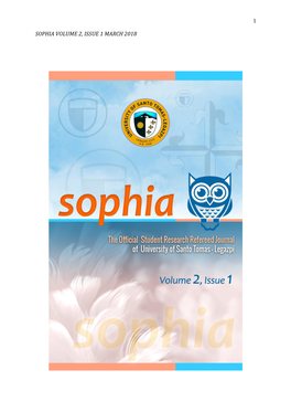 Sophia Volume 2, Issue 1 March 2018