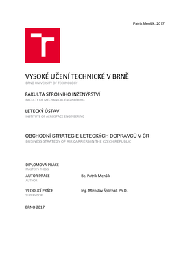 Vysoké Učení Technické V Brně Brno University of Technology