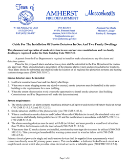 Guide for the Installation of Smoke Detectors in One and Two Family Dwellings