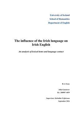 The Influence of the Irish Language on Irish English