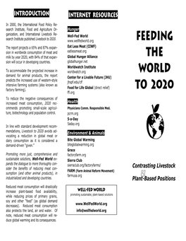 Feeding the World to 2020