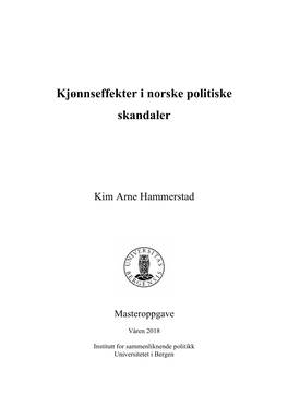 Kjønnseffekter I Norske Politiske Skandaler