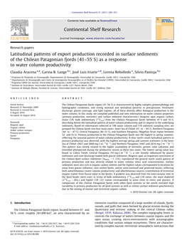 Latitudinal Patterns of Export Production Recorded in Surface Sediments of the Chilean Patagonian Fjords (41–55°S) As a Respo