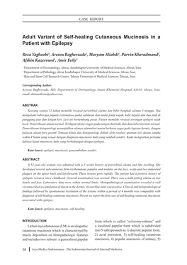 Adult Variant of Self-Healing Cutaneous Mucinosis in a Patient with Epilepsy