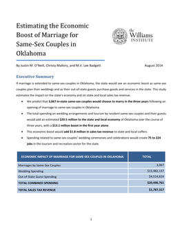 Estimating the Economic Boost of Marriage for Same-Sex Couples in Oklahoma