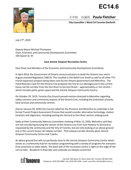 Letter from Councillor Paula Fletcher