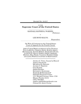 Supreme Court of the United States ______RANDALL MATHENA, WARDEN, Petitioner, V