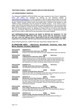 Weekly Received Planning Applications