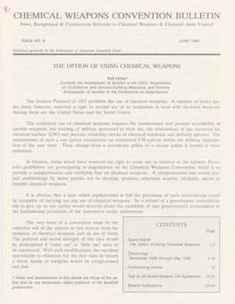 CHEMICAL WEAPONS CONVENTION BULLETIN News, Background & Commentary Relevant to Chemical Weapons & Chemical Arms Control