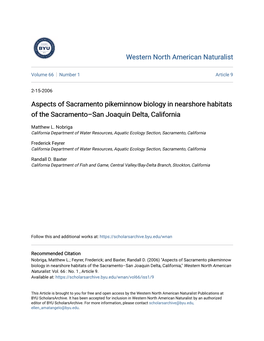 Aspects of Sacramento Pikeminnow Biology in Nearshore Habitats of the Sacramento–San Joaquin Delta, California