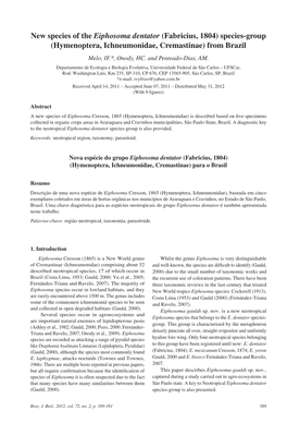 Hymenoptera, Ichneumonidae, Cremastinae) from Brazil Melo, IF.*, Onody, HC