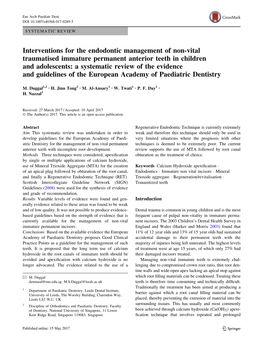 Interventions for the Endodontic Management of Non-Vital