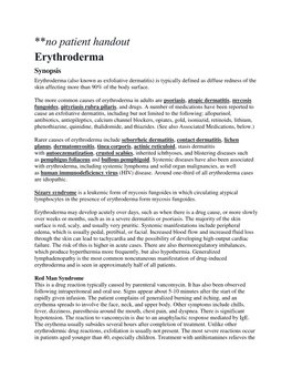 **No Patient Handout Erythroderma