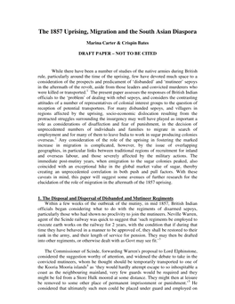 The 1857 Uprising, Migration and the South Asian Diaspora