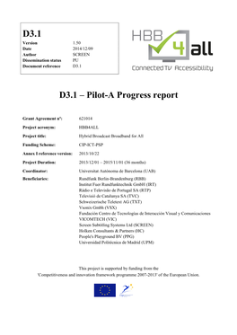 D3.1 – Pilot-A Progress Report