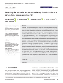 Assessing the Potential for Post-Ejaculatory Female Choice in a Polyandrous Beach-Spawning Fish