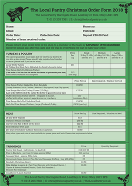 The Local Pantry Christmas Order Form 2018 the Local Pantry Harrogate Road, Leathley Nr Pool, Otley LS21 2PS T: 0113 203 7361 | E: Chris@Thelocalpantry.Co.Uk