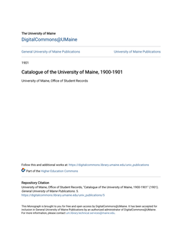 Catalogue of the University of Maine, 1900-1901