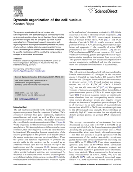 Dynamic Organization of the Cell Nucleus Karsten Rippe