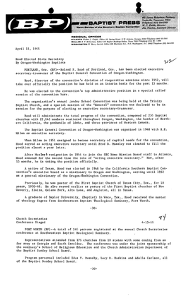 Il 15, 1966 Hood Elected State Secretary by Oregon-Washington Baptists PORTLAND, Ore. (BP)--Roland P. Hood of Portland, Or